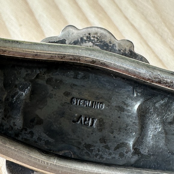 VTG Irv Monte Navajo Cuff Bracelet Size 6 Pink Rhodochrosite Cabs Sterling 43.7g - Picture 9 of 10